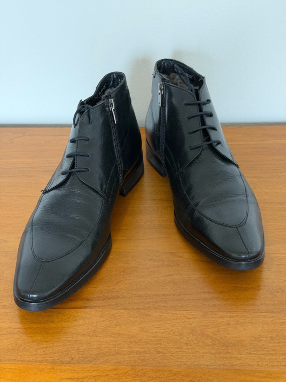 mario muzi Black Leather Ankle Men's boots EU 42 US 9,5-10.